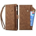 thumbnail image 1 of ELEHOLD Luxury Wallet Case for Google Pixel 7A, Card Slots Zipper Pocket Kickstand Function with Crossbody Shoulder Strap Wrist Strap Shockproof Case for Google Pixel 7a,Brown, 1 of 9