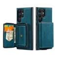 thumbnail image 1 of ELEHOLD Luxury Wallet Case for Samsung Galaxy S22 Ultra Leather Purse Case with Detachable Card Slots Zipper Pocket Kickstand Function Shockproof Protective Case,Blue, 1 of 7
