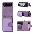 thumbnail image 1 of ELEHOLD Luxury Wallet Case for Samsung Galaxy Z Flip 3 with Card Holders Magnetic Closure Kickstand Function Shockproof Purse Case with Detachable Crossbody Shoulder Strap,Purple, 1 of 8