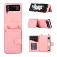 thumbnail image 1 of ELEHOLD Luxury Wallet Case for Samsung Galaxy Z Flip 3 with Card Holders Magnetic Closure Kickstand Function Shockproof Purse Case with Detachable Crossbody Shoulder Strap,Rosegold, 1 of 8