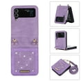 thumbnail image 1 of ELEHOLD Luxury Wallet Case for Samsung Galaxy Z Flip 4 Bling Diamond Sparkle Card Slot Holder Ultra Slim Thin Leather Flip Purse Case with Detachable Shoulder Strap,Purple, 1 of 7