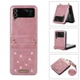 thumbnail image 1 of ELEHOLD Luxury Wallet Case for Samsung Galaxy Z Flip 4 Bling Diamond Sparkle Card Slot Holder Ultra Slim Thin Leather Flip Purse Case with Detachable Shoulder Strap,Pink, 1 of 7