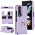 thumbnail image 1 of ELEHOLD Luxury Wallet Case for Samsung Galaxy Z Fold 3, Faux Leather Non-Slip Grip Ring Holder Flip Kickstand Card Cash Slot Shockproof Protection Case for Samsung Galaxy Z Fold 3 ,Purple, 1 of 7