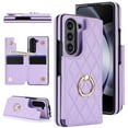 thumbnail image 1 of ELEHOLD Luxury Wallet Case for Samsung Galaxy Z Fold7, Faux Leather Non-Slip Grip Ring Holder Flip Kickstand Card Cash Slot Shockproof Protection Case for Samsung Galaxy Z Fold7 ,Purple, 1 of 7