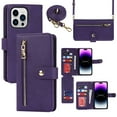 thumbnail image 1 of ELEHOLD Luxury Wallet Case for iPhone 12 Pro Max (6.7") Card Slots Zipper Purse Stand Function with Crossbody Strap Wrist Strap PU Leather Shockproof Case for iPhone 12 Pro Max,Purple, 1 of 7