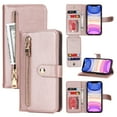 thumbnail image 1 of ELEHOLD Luxury Wallet Case for iPhone 13 (6.1") Card Slots Zipper Purse Stand Function with Crossbody Strap Wrist Strap PU Leather Shockproof Case for iPhone 13,Rosegold, 1 of 7