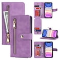 thumbnail image 1 of ELEHOLD Luxury Wallet Case for iPhone 13 (6.1") Card Slots Zipper Purse Stand Function with Crossbody Strap Wrist Strap PU Leather Shockproof Case for iPhone 13,Lightpurple, 1 of 7