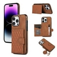 thumbnail image 1 of ELEHOLD Luxury Wallet Case for iPhone 14 Pro Max 6.7" with Card Holders Magnetic Closure Kickstand Function Shockproof Purse Case with Detachable Crossbody Shoulder Strap,Brown, 1 of 1