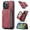 thumbnail image 1 of ELEHOLD Luxury Wallet Case for iPhone 14 Pro Max PU Leather Purse Case with Detachable Card Slots Zipper Pocket Kickstand Function Shockproof Case 6.7 inch -Red, 1 of 9