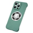thumbnail image 1 of ELEHOLD Mag Safe Compatible iPhone 12 Pro Case, Ultra Slim Thin Carbon Fiber Texture Back Cover Frameless Bumper Case Scratch Resistant Logo View Window for iPhone 12 Pro,Green, 1 of 6