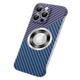 thumbnail image 1 of ELEHOLD Mag Safe Compatible iPhone 13 Pro Max Case, Ultra Slim Thin Carbon Fiber Texture Back Cover Frameless Bumper Case Scratch Resistant Logo View Window for iPhone 13 Pro Max,Purple, 1 of 6
