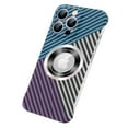 thumbnail image 1 of ELEHOLD Mag Safe Compatible iPhone 14 Plus Case, Ultra Slim Thin Carbon Fiber Texture Back Cover Frameless Bumper Case Scratch Resistant Logo View Window for iPhone 14 Plus,Blue Silver Purple, 1 of 6