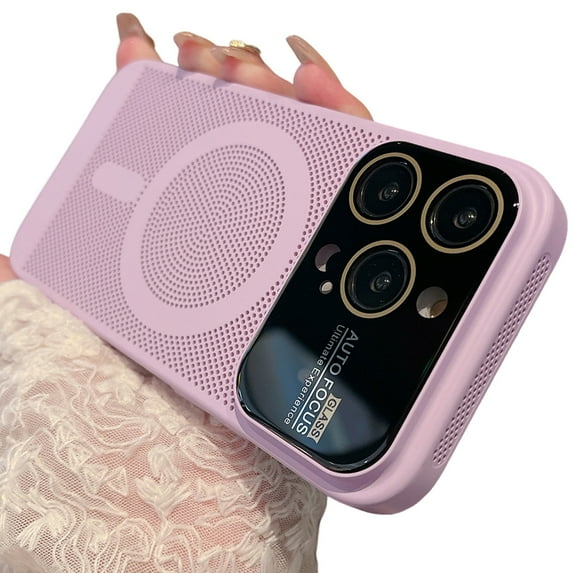 ELEHOLD MagSafe Compatible for iPhone 13 Pro Case with Full Camera Lens Protector, Upgraded Heat Dissipation Breathable Cooling Case for iPhone 13 Pro,Light Purple