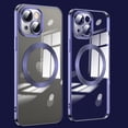 thumbnail image 1 of ELEHOLD MagSafe Compatible for iPhone 15 Plus Magnetic Case, Crystal Clear Back Plating Bumper Shockproof Protective Case with Camera Lens Protector for iPhone 15 Plus,Purple, 1 of 6