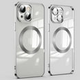 thumbnail image 1 of ELEHOLD MagSafe Compatible for iPhone 15 Plus Magnetic Case, Crystal Clear Back Plating Bumper Shockproof Protective Case with Camera Lens Protector for iPhone 15 Plus,Silver, 1 of 6