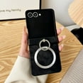 thumbnail image 1 of ELEHOLD Magnetic Case Cover for Motorola Razr+ 2025/2024 ,Shock-Absorbent Faux Leather Ring Holder Kickstand Rugged Plastic Magnetic Case Hing Protection Cover,Black, 1 of 7