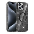 thumbnail image 1 of ELEHOLD Magnetic Case For iPhone 14 Pro Max Glitter Sparking Clear Shockproof Rugged Cover, Anti-Yellowing, MagSafe Compatible, Slim & Lightweight - Black, 1 of 10