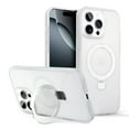 thumbnail image 1 of ELEHOLD Magnetic Case For iPhone 15 Frosted Skin-Friendly Shockproof Case, Ring Stand Rugged Cover, MagSafe Compatible, Semi-Transparent, White, 1 of 9