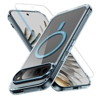ELEHOLD Magnetic Case for Google Pixel 10 /10 Pro,Compatible with Mag Safe Accessories, Shockproof Slim Anti-yellowing Clear Protective Case with Screen Protector , Blue