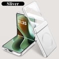 thumbnail image 1 of ELEHOLD Magnetic Case For Motorola Razr Ultra 2025 / Razr 60 Ultra, Built-in Tempered Glass Film, Mag-Safe Charging Slim Foldable Rugged Shockproof Case Cover with Hinge Protection, Silver, 1 of 6