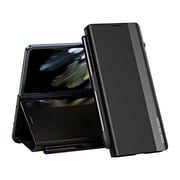 ELEHOLD Magnetic Case for OnePlus Open, Slim Flip Leather Case with Pen Slot Kickstand Function Complimentary Stylus Pen Full Body Protection Plating Shockproof Case for One Plus Open, Black