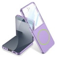 thumbnail image 1 of ELEHOLD Magnetic Case for Samsung Galaxy Z Flip 7, Slim Fit Shockproof Plating Lightweight Anti-Scratch Back Cover with Front Tempered Glass , Wireless Charging Compatible, Purple, 1 of 8