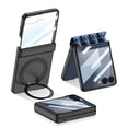 thumbnail image 1 of ELEHOLD Magnetic Case for Samsung Galaxy Z Flip 7 with Tempered Glass, Compatible Mag-Safe Accessories,Magnetic  Hinge Cover Ring Kickstand Rugged Lightweight Shockproof Case, Black, 1 of 10