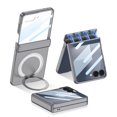 thumbnail image 1 of ELEHOLD Magnetic Case for Samsung Galaxy Z Flip 7 with Tempered Glass, Compatible Mag-Safe Accessories,Magnetic  Hinge Cover Ring Kickstand Rugged Lightweight Shockproof Case, Gray, 1 of 10