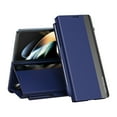 thumbnail image 1 of ELEHOLD Magnetic Case for Samsung Galaxy Z Fold 5, Slim Leather Case with Pen Slot Kickstand Function Complimentary Stylus Full Body Protection Plating Case for Galaxy Z Fold 5, Blue, 1 of 9