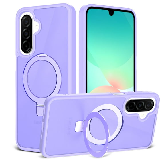 ELEHOLD Magnetic Case for Samsung Galaxy A16 5G, Shockproof Protective Case with Ring Kickstand,Lightpurple