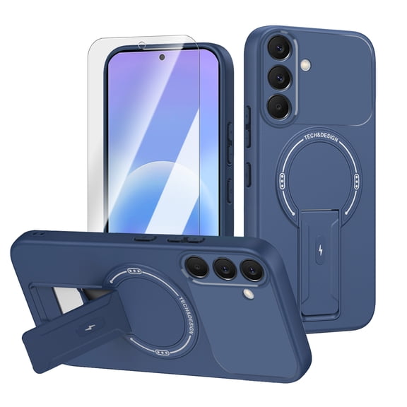 ELEHOLD Magnetic Case for Samsung Galaxy A17 5G, Shockproof Military Grade Case with Kickstand, Screen Protector Included,Blue