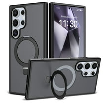 ELEHOLD Magnetic Case for Samsung Galaxy S24 Ultra, Shockproof Protective Case with Ring Kickstand,Black
