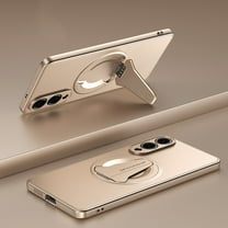 ELEHOLD Magnetic Case for Samsung Galaxy S25 Edge, Shockproof Phone Case with Kickstand, Precise Lens Cutouts,Desertgold