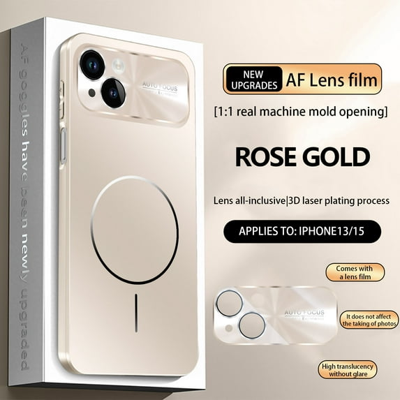 ELEHOLD Magnetic Case for iPhone 13, Shockproof Full Protection Phone Case with Lens Protector,Desertgold