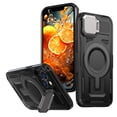 thumbnail image 1 of ELEHOLD Magnetic Case for iPhone 15 Pro, Military Grade Shockproof Rugged Case Built-in Metal Camera Cover with Stand,Black, 1 of 6