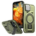 thumbnail image 1 of ELEHOLD Magnetic Case for iPhone 15 Pro, Military Grade Shockproof Rugged Case Built-in Metal Camera Cover with Stand,Olivegreen, 1 of 6