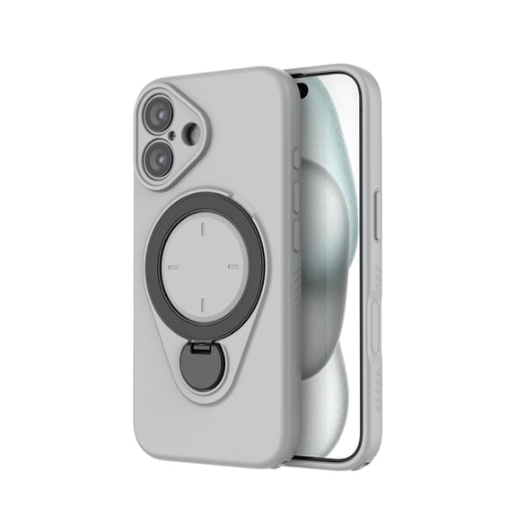 ELEHOLD Magnetic Case for iPhone 16 Plus, Shockproof 360° Rotating Ring Stand Case, Wireless Charging Compatible,Gray