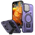 thumbnail image 1 of ELEHOLD Magnetic Case for iPhone 16 Pro, Military Grade Shockproof Rugged Case Built-in Metal Camera Cover with Stand,Purple, 1 of 6