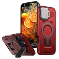 thumbnail image 1 of ELEHOLD Magnetic Case for iPhone 16 Pro, Military Grade Shockproof Rugged Case Built-in Metal Camera Cover with Stand,Red, 1 of 6
