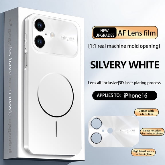 ELEHOLD Magnetic Case for iPhone 16, Shockproof Full Protection Phone Case with Lens Protector,White