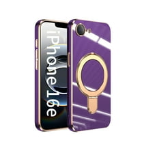ELEHOLD Magnetic Case for iPhone 16e, Shockproof TPU Case Cover with Ring Kickstand, Built-in Lens Protector,Purple