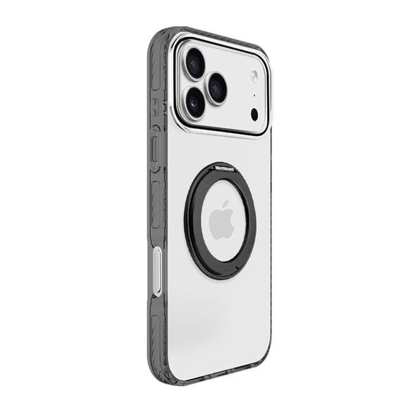ELEHOLD Magnetic Case for iPhone 17 Pro, Crystal Clear Shockproof Cover with 360 Rotate Ring Stand, Non-Slip Grip Phone Shield, Black