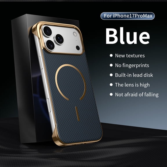 ELEHOLD Magnetic Case for iPhone 17 Pro, Frameless Shockproof Rigid Plastic Phone Case, Wireless Charging Compatible,Blue