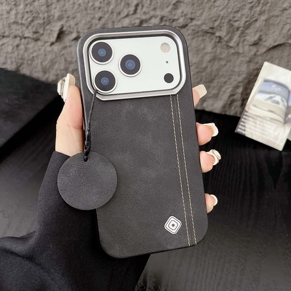 ELEHOLD Magnetic Case for iPhone 17 Pro, Luxury Faux Leather Shockproof Phone Case, Rigid Plastic Inner Frame, Wireless Charging Compatible,Black