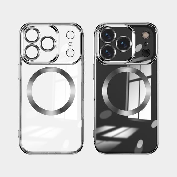 ELEHOLD Magnetic Case for iPhone 17 Pro Max, Clear Shockproof Phone Case, Slim Transparent TPU Cover,Silver