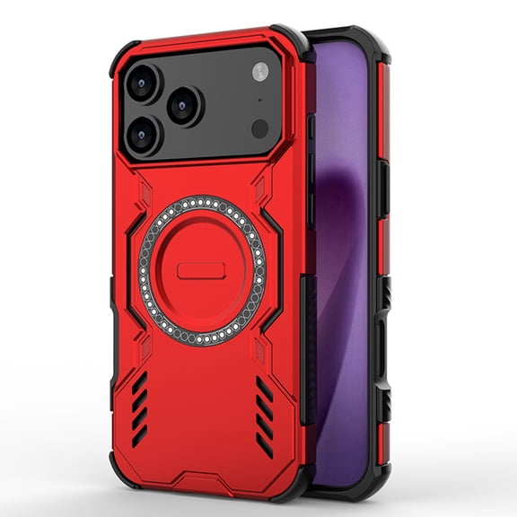 ELEHOLD Magnetic Case for iPhone 17 Pro Max, Military-Grade Shockproof Heat Dissipation Phone Case,Wireless Charging Support,Red