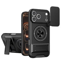 ELEHOLD Magnetic Case for iPhone 17 Pro Max, Shockproof Case with Built-in Kickstand, Car Mount Compatibility, Camera Sliding Cover,Black