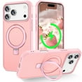 thumbnail image 1 of ELEHOLD Magnetic Case for iPhone 17 Pro, Shockproof Rugged PC+TPU Phone Case with Kickstand,Pink, 1 of 8