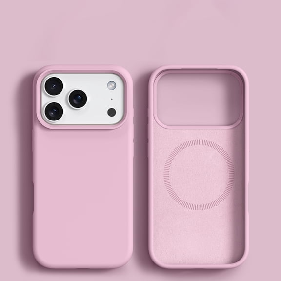 ELEHOLD Magnetic Case for iPhone 17 Pro, Shockproof Silicone Phone Case, Precise Cutouts, Wireless Charging Support,Pink