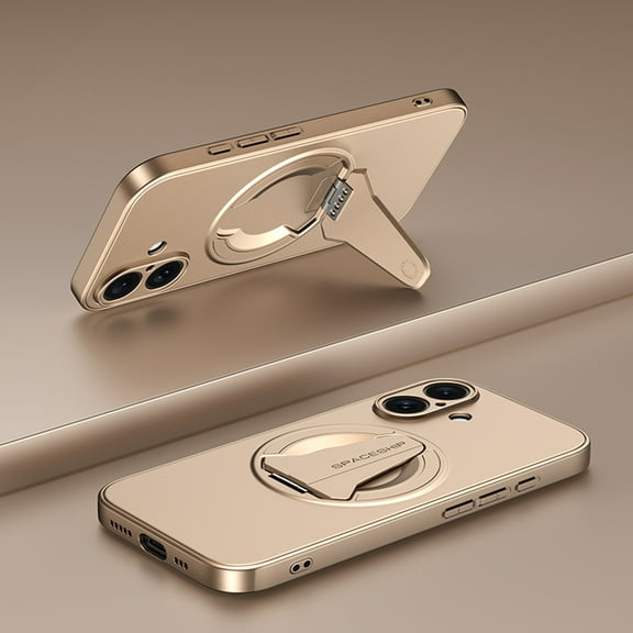 ELEHOLD Magnetic Case for iPhone 17, Shockproof Phone Case with Kickstand, Precise Lens Cutouts,Desertgold